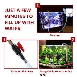 Dreyoo Aquarium Fish Tank Hook Water Changer, with Flow Switch, Quickly and Efficiently Helps Fill Your Water, Aquarium Vacuum Water Filler for Fish Tank, Suit for 1/2'', 5/8'' 3/4'' Hose