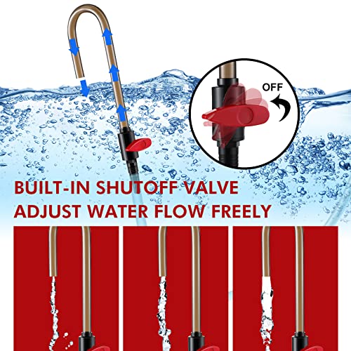 Dreyoo Aquarium Fish Tank Hook Water Changer, with Flow Switch, Quickly and Efficiently Helps Fill Your Water, Aquarium Vacuum Water Filler for Fish Tank, Suit for 1/2'', 5/8'' 3/4'' Hose
