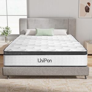 UniPon 10 Inch Hybrid Mattress Full, Spring Mattress with Gel Memory Foam, Medium Firm Mattress, Supportive Individually Pocket Spring Mattress, Bed in a Box, Pressure Relief