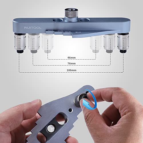 Ruitool Dowel Jig Kit, Self-centering Line Scriber Woodworking Tools, Drill Guide for Straight Holes,Including Drill Bit Set 1/4", 5/16", 3/8" & Drill Bit Stop Collar Set,Drill Jig for Hand Tools