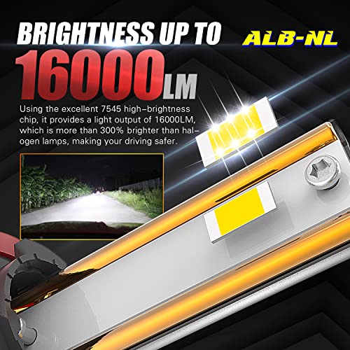 Alla Lighting 16000Lms Brightest HB3 9005 LED Headlights Bulbs, 6000K~6500K Xenon White, Xtreme Super Bright High, Low Beam Conversion Kits Headlamps Replacement