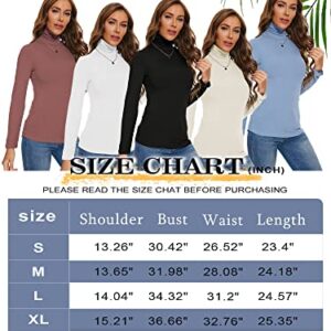 Tight Long Sleeve Shirts for Women,Turtleneck Sweater Women Long Sleeve Henley Ribbed Thermal Undershirt Slim Fit Basic Layering Aesthetic Long Underwear Tops Women White M