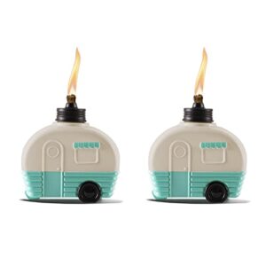 tiki brand 2-pack blue camper tabletop torch, outdoor torches for patio and backyard, 5.7 inch, blue, 1122122