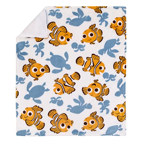 Disney Finding Nemo Orange, Teal, and White Sea Turtles Super Soft Sherpa Baby Blanket