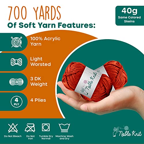 Noble Knit Acrylic Yarn for Crocheting | Amigurumi Crochet Kit for Beginners Kid Adults | 16 Skeins 20g 3 DK (Light) Yarn for Knitting, Crochet Yarn Set with 2 Hooks, 2 Needles, 8 Stitch Markers