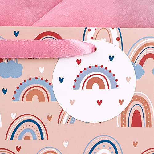 WRAPAHOLIC 13" Large Birthday Gift Bags with Card and Tissue Paper - 2 Pack for Kids Girl Birthday, Gift Wrap