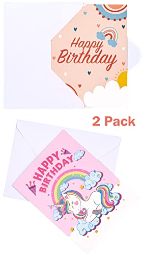 WRAPAHOLIC 13" Large Birthday Gift Bags with Card and Tissue Paper - 2 Pack for Kids Girl Birthday, Gift Wrap