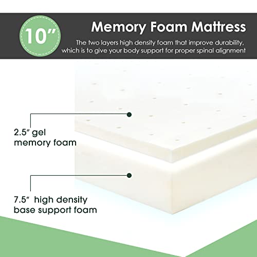 PayLessHere 10 Inch Twin Gel Memory Foam Mattress Fiberglass Free/CertiPUR-US Certified/Bed-in-a-Box/Cool Sleep & Comfy Support