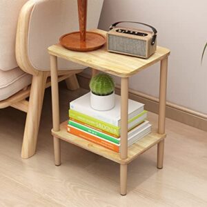 lucknock side table, 2-tier solid wood end table with storage shelf, slim nightstand bedside table for small spaces, bedroom, living room, entryway, farmhouse, no-tool assembly.