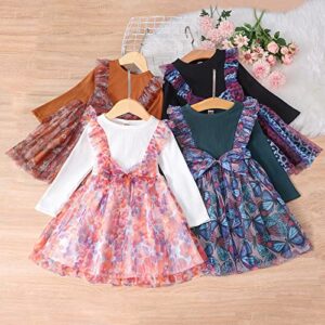 DaMohony Baby Girls Tutu Dress Leopard Print Long Sleeve Flower Party Party Tulle Dresses Winter Fall Dress Outfits 18-24M