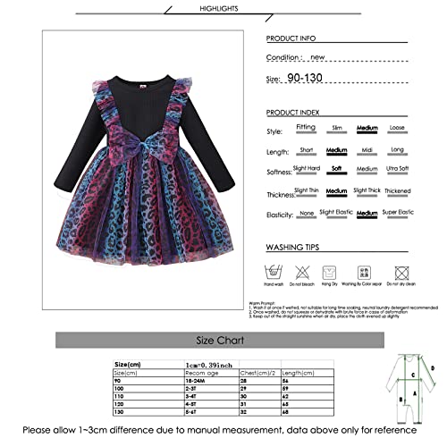 DaMohony Baby Girls Tutu Dress Leopard Print Long Sleeve Flower Party Party Tulle Dresses Winter Fall Dress Outfits 18-24M