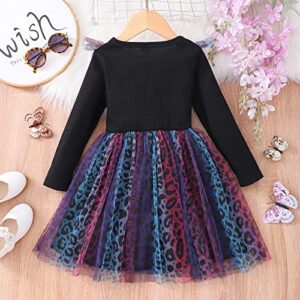 DaMohony Baby Girls Tutu Dress Leopard Print Long Sleeve Flower Party Party Tulle Dresses Winter Fall Dress Outfits 18-24M