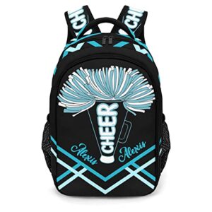 anneunique custom cheer pom cheerleader print blue backpack custom name large capacity shoulder bags for sports party