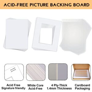 Acid Free 16 Pack 11 x 14 White Pre-Cut Picture Mat Board Show Kit for 8 x 10 Photos,Artworks,Prints,Includes 16Pcs Core Bevel Cut Matts & 16 Pcs Backing Board &16Pcs Clear Bags