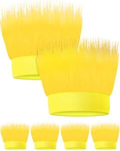 6 pcs hairy headband costume headband troll crazy hair wig accessories head decorations for kid adult women men party costume (yellow)