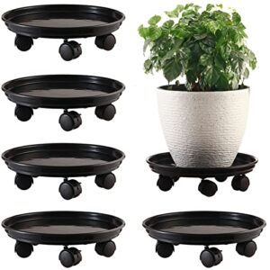 5 packs large plant caddy with wheels 15" rolling plant stands heavy-duty plastic plant roller base pot movers plant saucer on wheels indoor outdoor plant dolly with casters planter tray coaster black