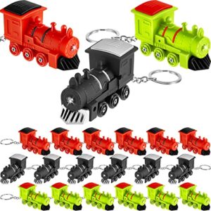 24 pcs trains party favors train keychain light up backpack clips with leds and sounds led train party birthday supplies fun led light up keychains classroom rewards goodie bag filler carnival prize