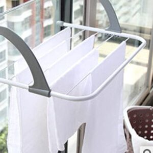 mumisuto Clothes Drying Rack,Portable Clothes Drying Rack Multipurpose Collapsible Hanging Drying Rack Retractable Windowsill Shelf Towel Laundry Rack for Balcony Railings (Grey)