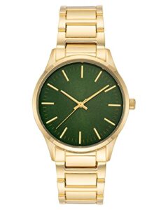 amazon essentials unisex bracelet watch, gold/green