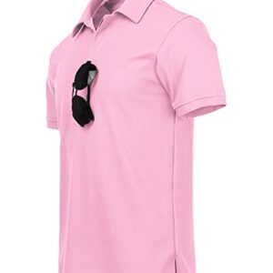 ZITY Mens Polo Shirt Short Sleeve Sports Golf Tennis T-Shirt 012-Pin 3XL Pink