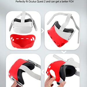 Hanpusen 4-in-1 Silicone Cover Set for Oculus Quest 2 Accessories, Controller Grips Cover, Anti-Fogging VR Face Cover,VR Headset Shell Protective Cover, Shakes Stick Caps Red