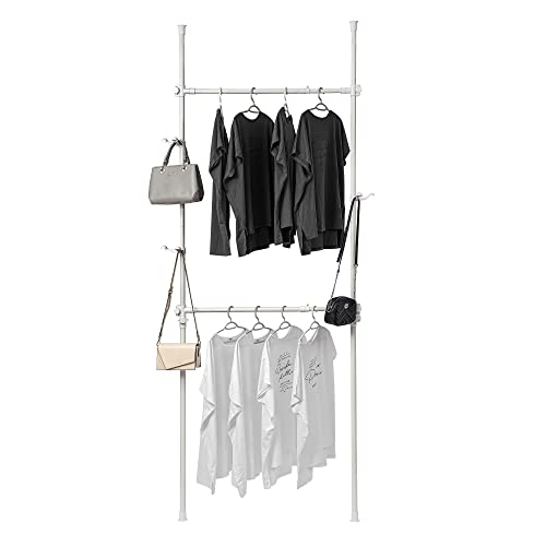 Adjustable Clothing Rack, Double Rod 2 Tier Adjustable Hanger for Hanging Clothes Heavy Duty Garment Rack Closet Rack Freestanding 220Lbs