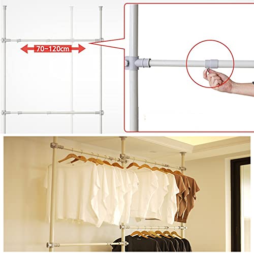 Adjustable Clothing Rack, Double Rod 2 Tier Adjustable Hanger for Hanging Clothes Heavy Duty Garment Rack Closet Rack Freestanding 220Lbs