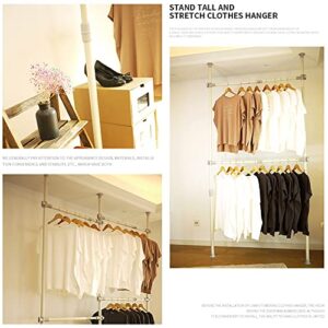 Adjustable Clothing Rack, Double Rod 2 Tier Adjustable Hanger for Hanging Clothes Heavy Duty Garment Rack Closet Rack Freestanding 220Lbs