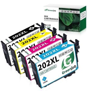 greenjob 202xl remanufactured ink cartridges replacement for epson 202xl ink cartridges multipack 202 xl t202 t202xl to use with workforce wf-2860 expression home xp-5100 printer (bcmy, 4 pack)