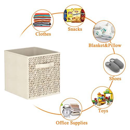 Wisdom Star 6 Pack Fabric Storage Cubes with Handle, Foldable 13x13 Inch Large Cube Storage Bins, Storage Baskets for Shelves, Storage Boxes for Organizing Closet Bins