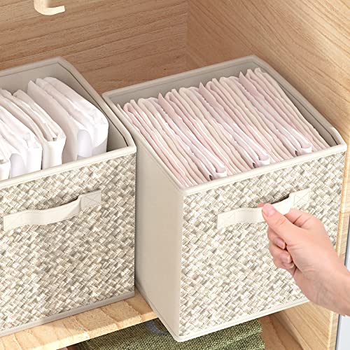 Wisdom Star 6 Pack Fabric Storage Cubes with Handle, Foldable 13x13 Inch Large Cube Storage Bins, Storage Baskets for Shelves, Storage Boxes for Organizing Closet Bins
