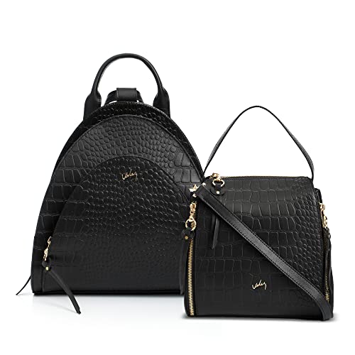 VELEZ Full Grain Leather Mini Backpack + Black Purses For Women