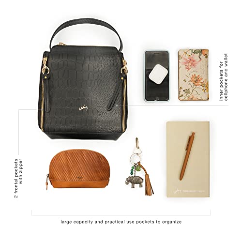 VELEZ Full Grain Leather Mini Backpack + Black Purses For Women