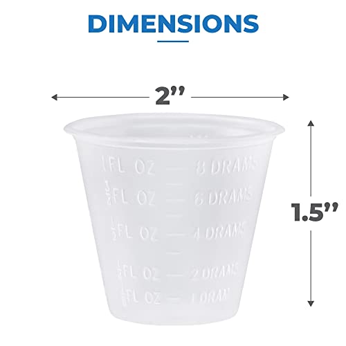 Pruvade 100 Pack 1-oz. Disposable Medicine Cups with Graduated Dosage Lines for Pills or Liquid, 100 Bulk Pack, Single Serve Measuring for Home, Nurse, Hospital, Medical Care |100 Pack