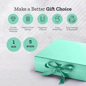 AJH3 ESSENTIALS Deluxe Gift Box: Elegant 10.5x7.5x3.1 Inches Box with Ribbon and Magnetic Closure - Great for All Occasions (1 Pack) (Blue)