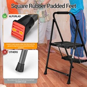 ALPURLAD Step Ladder 600lbs Extra Large & Wide 2 Step Stools Personalized Folding Step Stool Anti-Slip Step Stools for Adults Household, Kitchen Foldable Step Stool