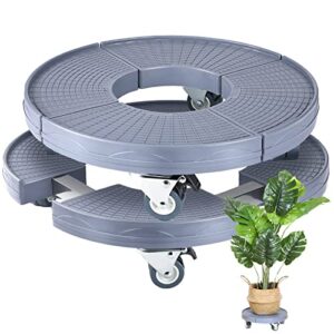 2 packs plant caddy with wheels 15 -19 adjustable heavy duty rolling plant stand with casters outdoor indoor planter dolly 440 lbs capacity for large plant pot, trash can dolly, garden pot (gray)