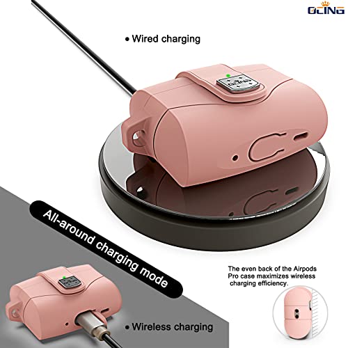 OCING 6 in One Airpods Pro 2 Case with Secure Lock, Full Body Protective Case Compatible with Airpod Pro 2nd / 1st Generation（2022/2019）, Supports Wireless Charging (Pink)