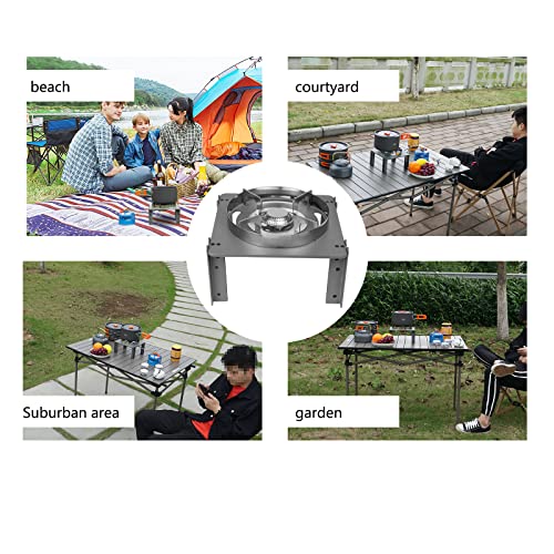 CNKLSUN Camping Stove, Windshield Propane or Butane Gas Stove Portable Stove Collapsible with Carrying Bag for Outdoor Backpacking Hiking and Picnic