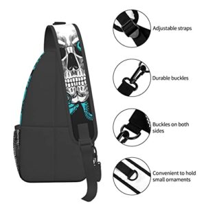 Yrebyou Octopus and Skull Sling Bag Women Crossbody Chest Backpack Hiking Daypack Men Travel Casual Rideing Outdoor Beach