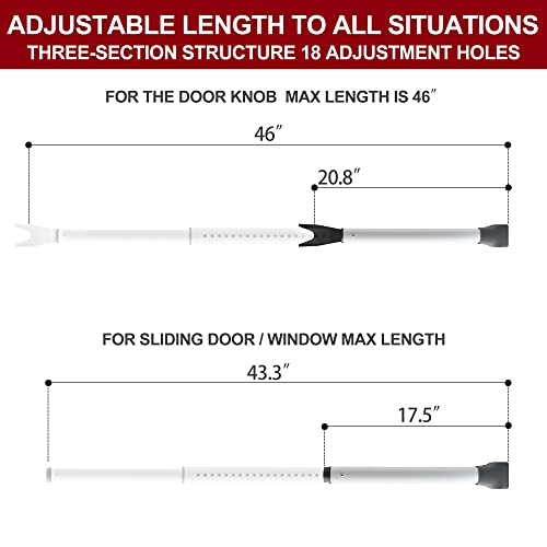 AceMining Upgraded Door Security Bar & Sliding Patio Door Security Bar, Heavy Duty Security Door Stoppers Adjustable Door Jammer Security Bar for Home, Apartment, Travel (1 Pack,White)