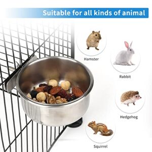 2pcs VVNIAA Stainless Steel Bird Bowls with Clamp, Durable Water Bowl, Feeding Cups, Chinchilla Food Bowl, Bird Dishes for Cage, Bird Cage Feeders and Waterers