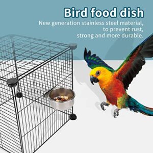 2pcs VVNIAA Stainless Steel Bird Bowls with Clamp, Durable Water Bowl, Feeding Cups, Chinchilla Food Bowl, Bird Dishes for Cage, Bird Cage Feeders and Waterers