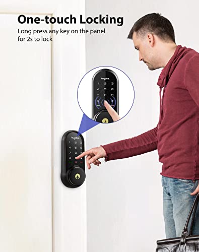 Hugolog Smart Lock,Keyless Entry Door Lock,Keypad Smart Door Lock,Smart Deadbolt Lock,Electronic Door Lock with Keyless Deadbolt,Bluetooth Digital Door Lock for Home,Airbnb,Garage