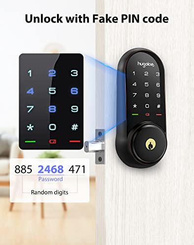 Hugolog Smart Lock,Keyless Entry Door Lock,Keypad Smart Door Lock,Smart Deadbolt Lock,Electronic Door Lock with Keyless Deadbolt,Bluetooth Digital Door Lock for Home,Airbnb,Garage