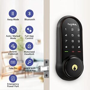 Hugolog Smart Lock,Keyless Entry Door Lock,Keypad Smart Door Lock,Smart Deadbolt Lock,Electronic Door Lock with Keyless Deadbolt,Bluetooth Digital Door Lock for Home,Airbnb,Garage