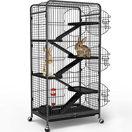 YITAHOME 52-inch Metal Ferret Chinchilla Rat Cage Small Animal Cage with Rolling Stand Indoor Outdoor for Squirrel/Guinea Pig/Bunny/Cat/Rabbit, Black (MAYIH0010153MA)