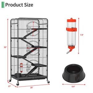 YITAHOME 52-inch Metal Ferret Chinchilla Rat Cage Small Animal Cage with Rolling Stand Indoor Outdoor for Squirrel/Guinea Pig/Bunny/Cat/Rabbit, Black (MAYIH0010153MA)