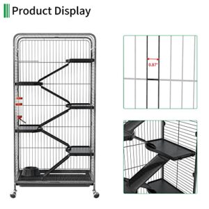 YITAHOME 52-inch Metal Ferret Chinchilla Rat Cage Small Animal Cage with Rolling Stand Indoor Outdoor for Squirrel/Guinea Pig/Bunny/Cat/Rabbit, Black (MAYIH0010153MA)