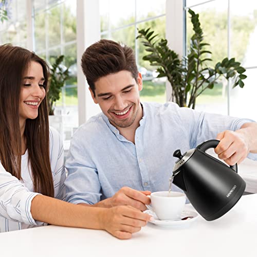 Mixpresso Electric Kettle Temperature Control, Hot Water Kettle Electric, Cordless 1 Liter Capacity, Keep Warm & LED Indicator, Auto-Shutoff, Boil-Dry Protection, Black Electric Kettle